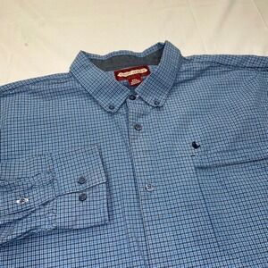 Cody James Mens 2XL Blue Micro Plaid Cotton Long Sleeve Button Down Shirt